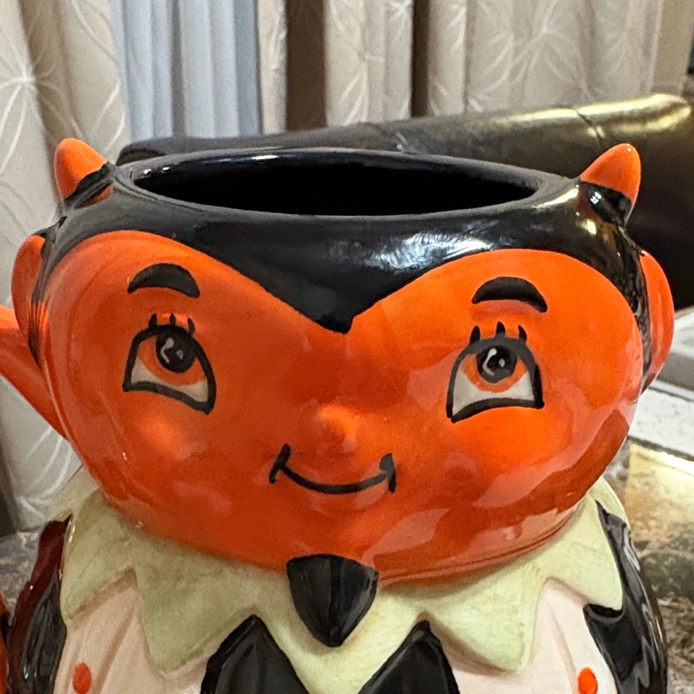 Halloween Devil Ceramic cup - Orange and Black. Johanna Parker - Picture 3 of 4